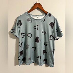 SHEIN Heart and Love Print Tee